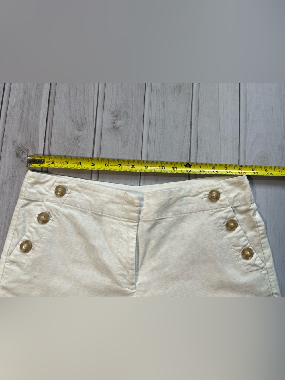 Women’s Loft nautical flat front ivory cotton blend high rise shorts. Size 6 - Picture 14 of 14